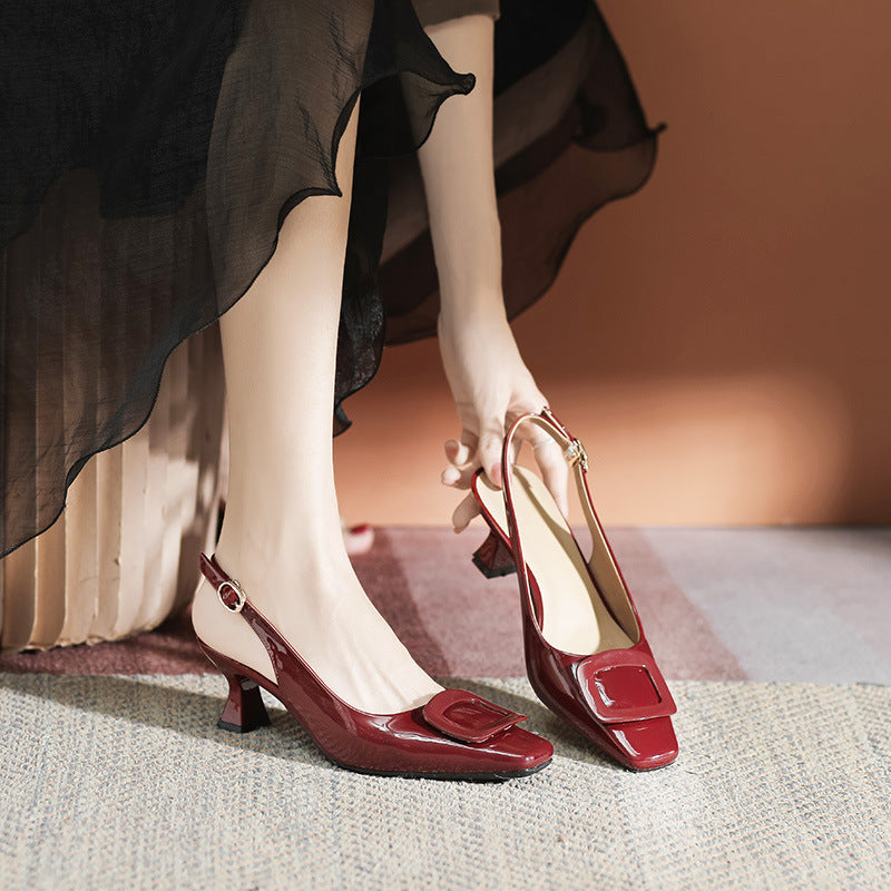 Women's Toe Summer Square Back Open Heels