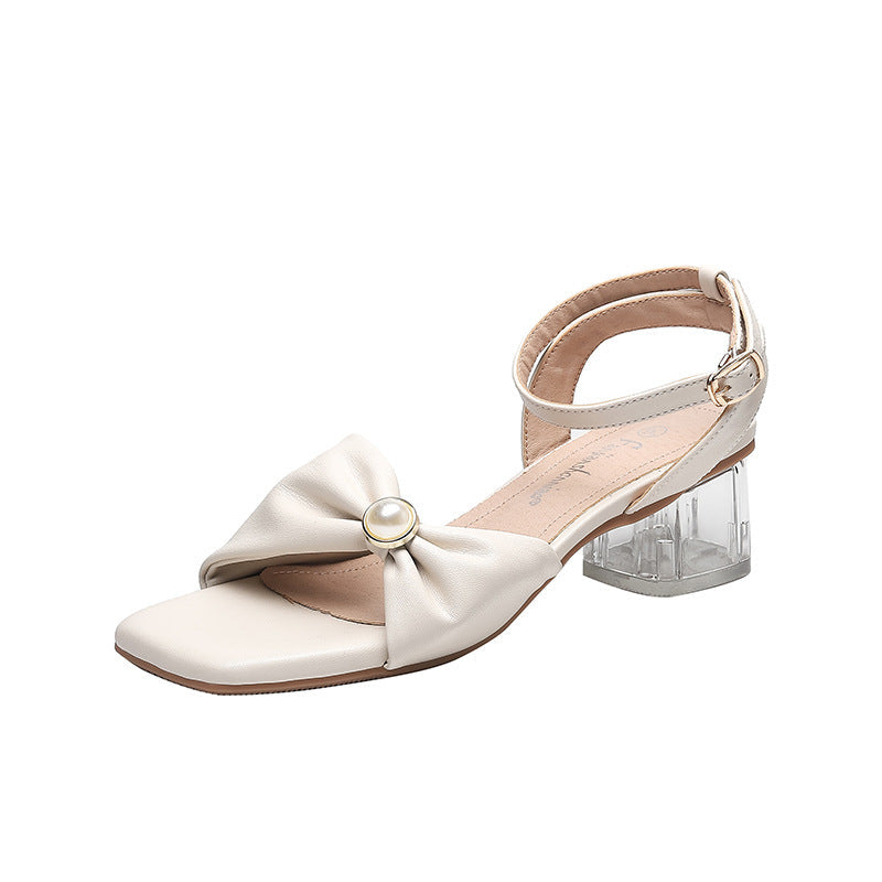 Women's Summer Mid Fairy Style Pearl Grace Sandals