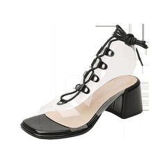 Women's Chunky French Ankle-strap Buckle Sweet Open Heels
