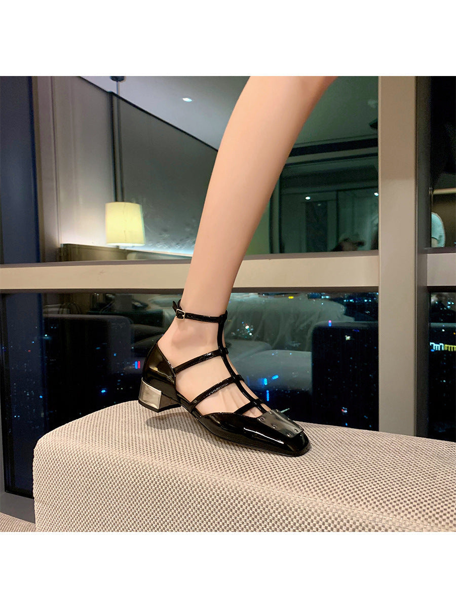 Women's Grape Mom Niche Metal Buckle Patent Heels