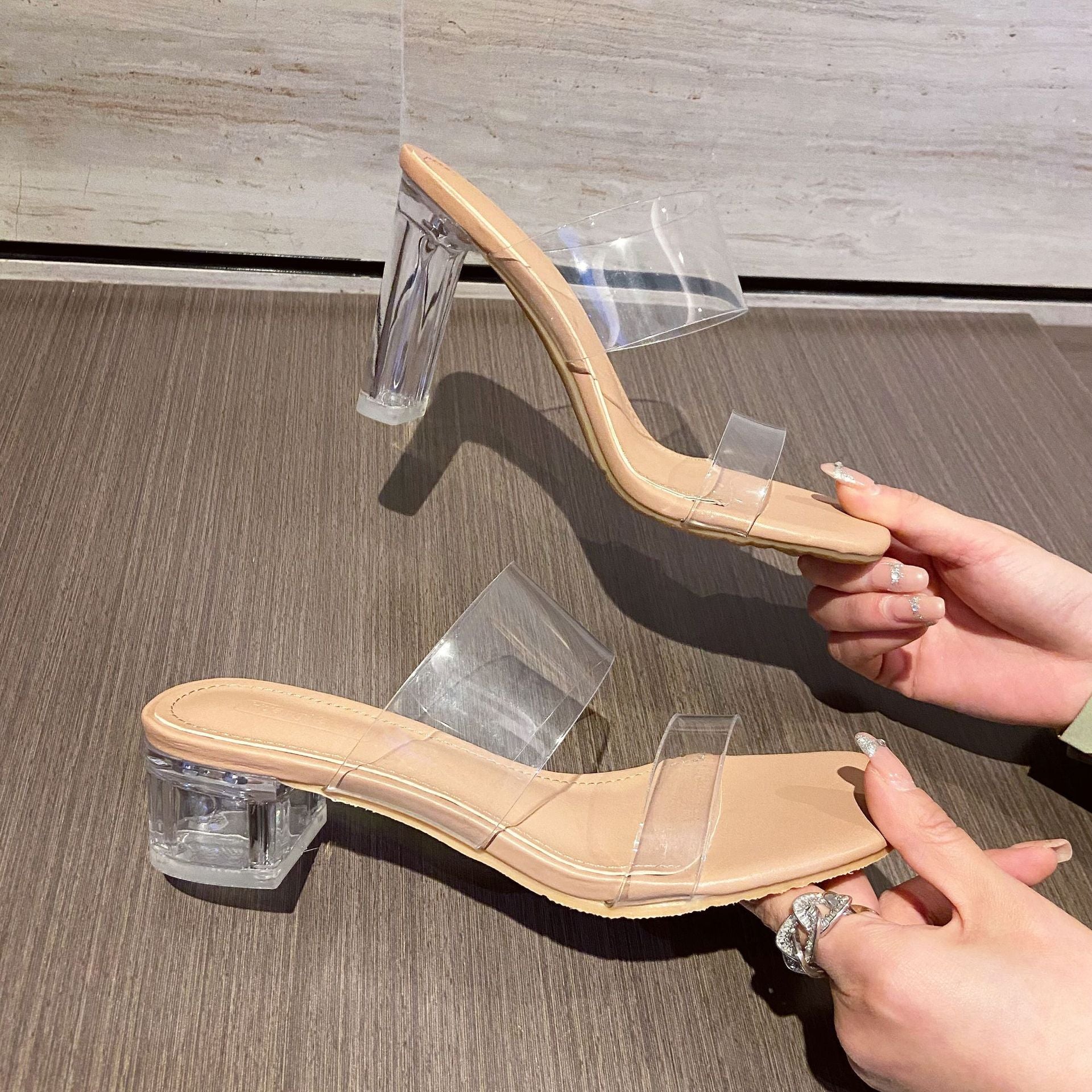 Unique Women's Authentic Sheepskin Crystal High Heels