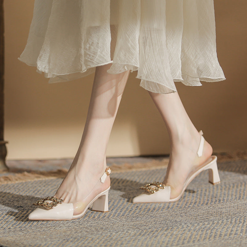 Women's Back Empty Closed Toe Spring Festival Heels