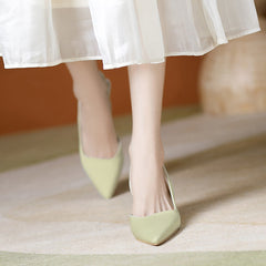 Women's Pointed Toe Buckle French Style With Heels