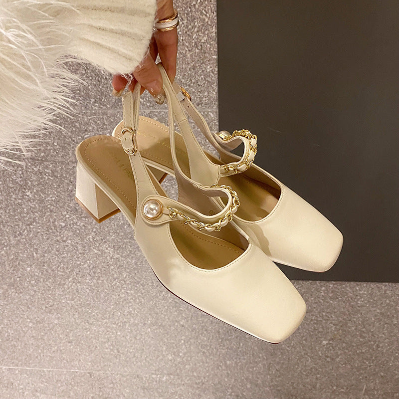 Women's Half Outer Wear Mary Jane Slingback Sandals