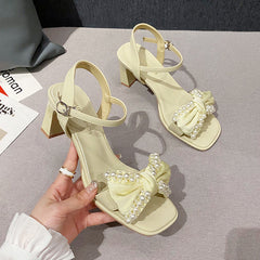 Women's Summer Wear Fashionable Chunky Ankle-strap Buckle Heels