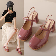 Women's Toe High Round Fashion Fairy Patent Heels