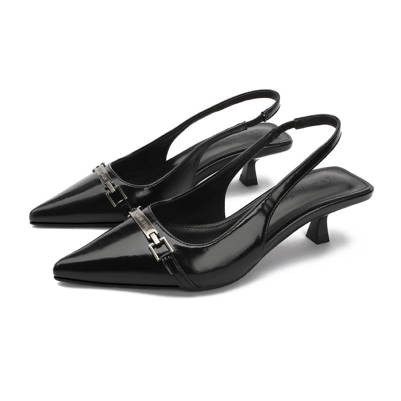 Women's Oversized Low-cut French Style Hollow Toe Heels