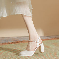 Women's Semi-toe Box Back Empty Summer Hepburn Preppy Heels