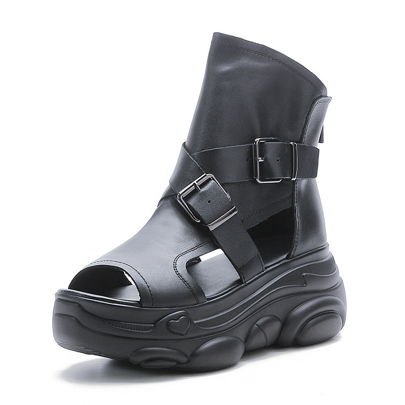 Women's Belt Buckle Roman Elevator First Layer Sandals