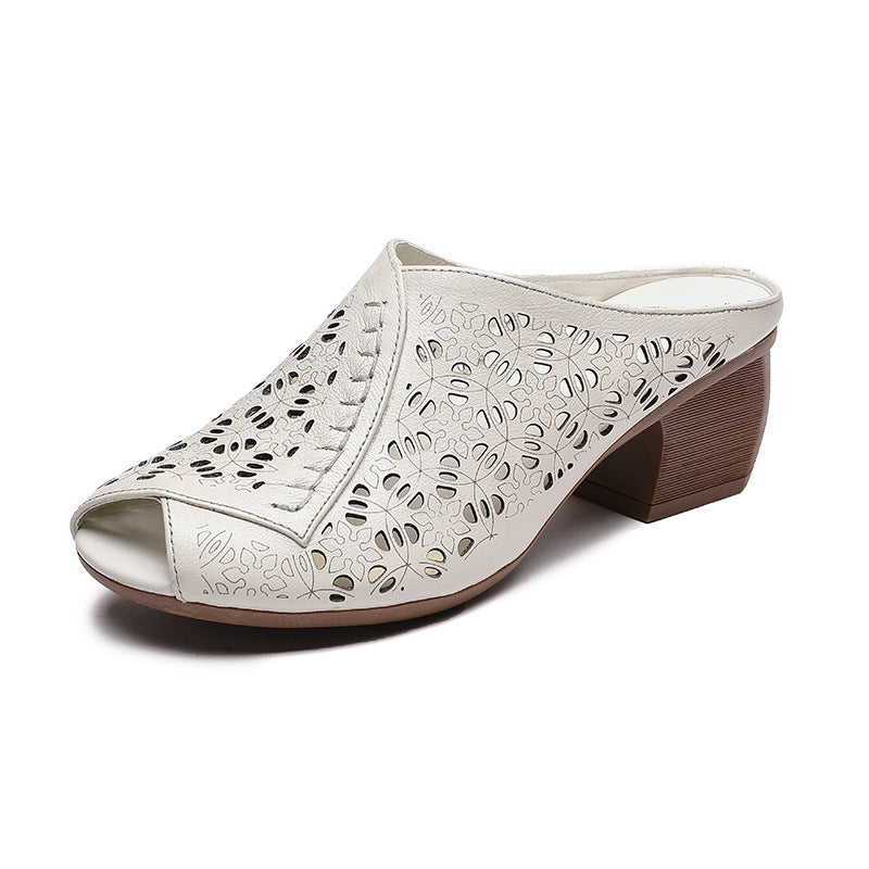 Women's Thick High-heeled Outdoor Retro Comfortable Fish Heels