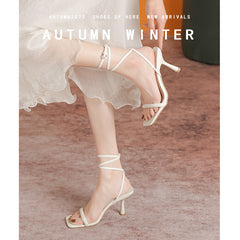 Women's Square Toe Strap Elegant Open Sexy Heels