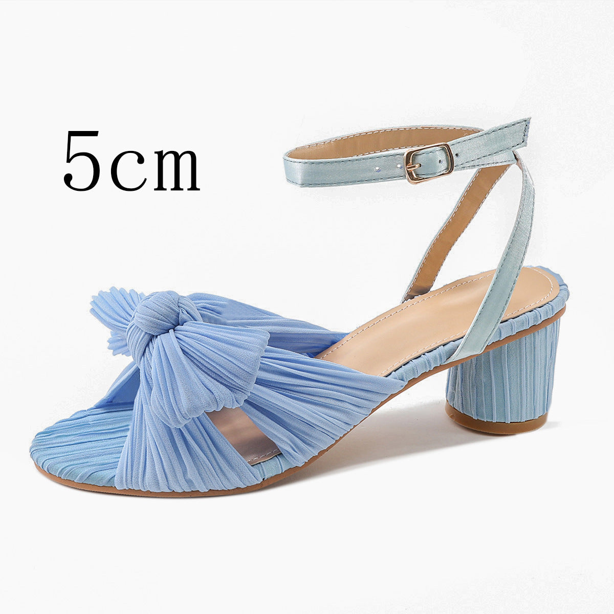 Women's Chunky Satin Bow Round Toe Open Sandals