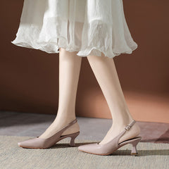 Women's Square Toe Single-layer Patent French Cap Sandals