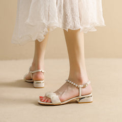 Women's Single-strap Pearl Simple Niche Peep Sandals
