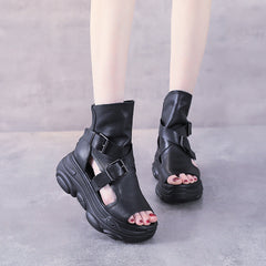 Women's Belt Buckle Roman Elevator First Layer Sandals