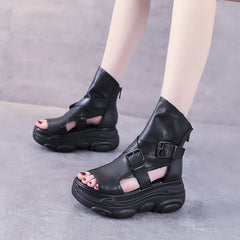 Women's Belt Buckle Roman Elevator First Layer Sandals