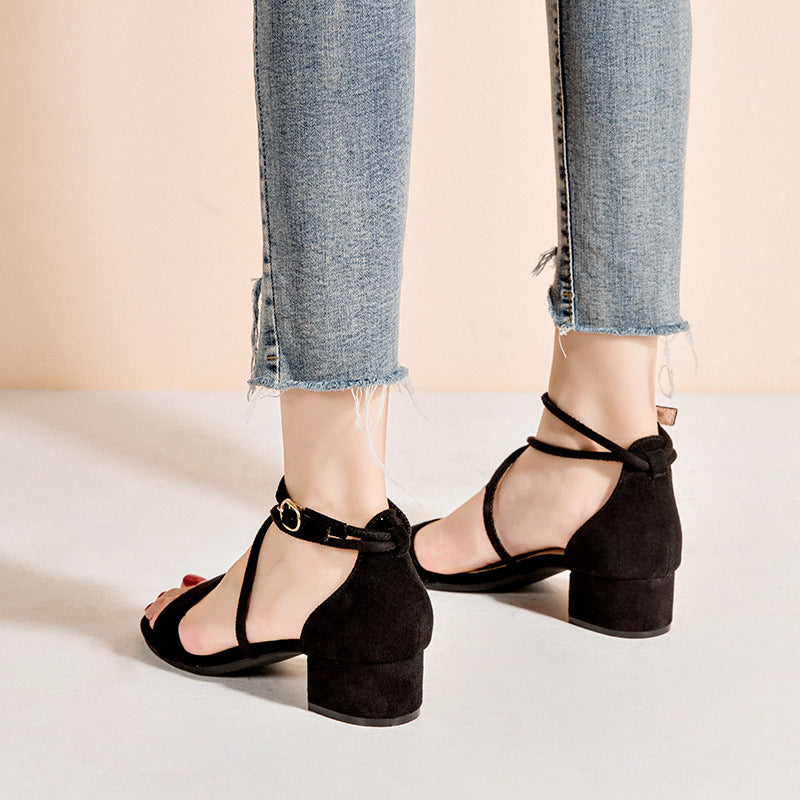 Women's Summer Versatile Medium Chunky With Long Heels