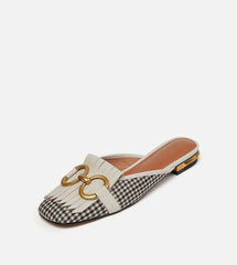 Women's Retro Horse Buckle Low Muller Square Heels