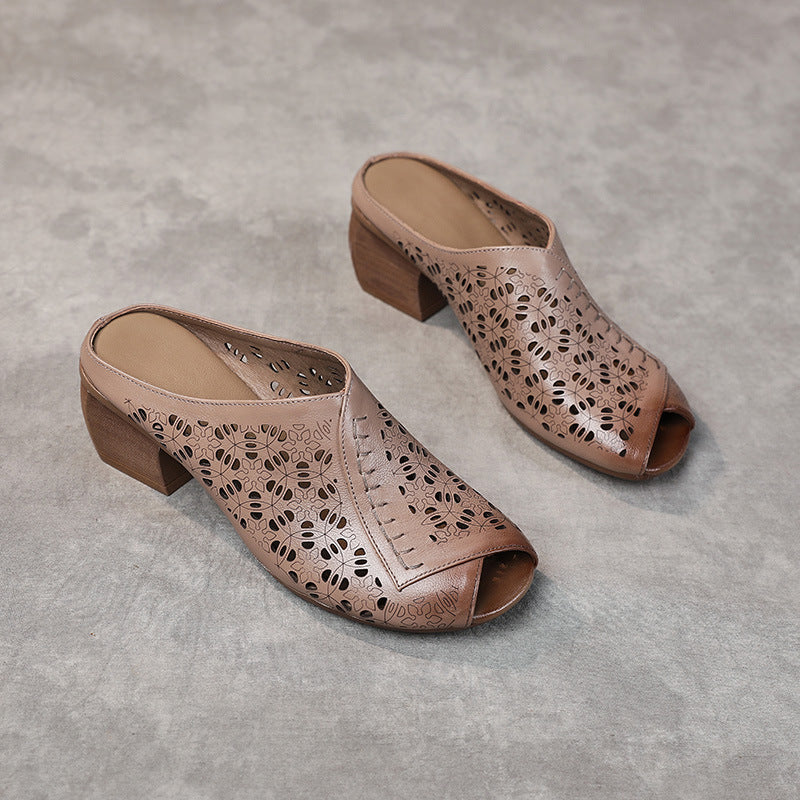 Women's Thick High-heeled Outdoor Retro Comfortable Fish Heels