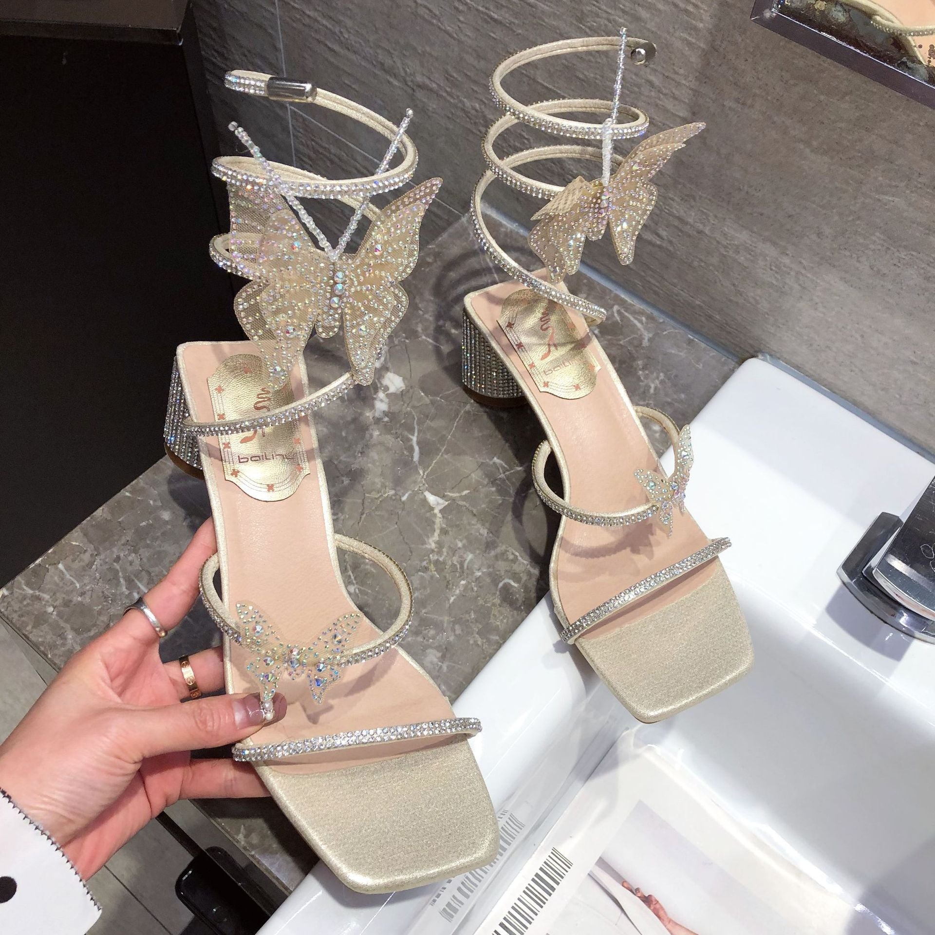 Women's High Summer All-matching Chunky Fairy Style Bow Heels