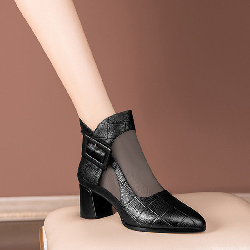 Graceful Women's Chunky Mid Summer Pointed-toe Heels