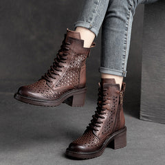 Women's High Top British Style Retro Rub Colored Heels