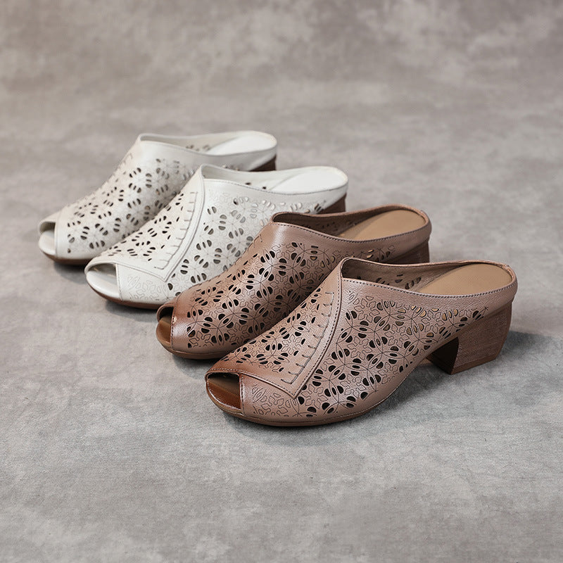 Women's Thick High-heeled Outdoor Retro Comfortable Fish Heels
