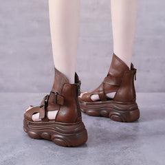 Women's Belt Buckle Roman Elevator First Layer Sandals