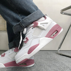 jordan 4's New Couple All-Match Air Cushion Shoes Men's and Women's Hong Kong Style Ins Super Hot Height Increasing White Shoes Student Shoes Casual Wear-Resistant Shoes