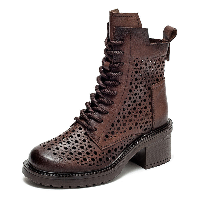 Women's High Top British Style Retro Rub Colored Heels