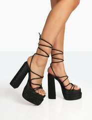 Unique Roman Fashion Catwalk Square Toe Heels