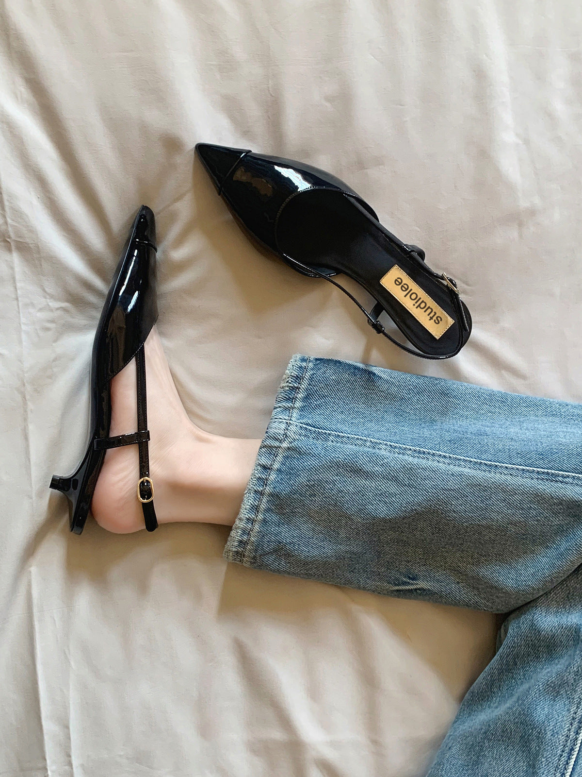 Women's Mom Classic Style French Pointed Toe Slingback Heels