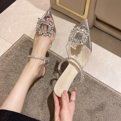 Women's Outdoor Summer Korean Style Rhinestone Pearl Word Slippers