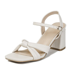 Women's Chunky French Summer Square Toe Heels