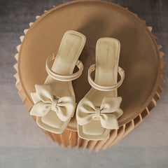 Women's Soft Chunky Bow Design Fashion Outdoor Heels