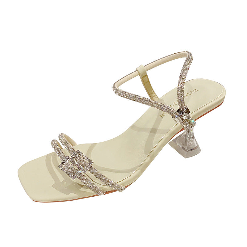 Women's Square Toe Lace-up High Fairy Style Heels