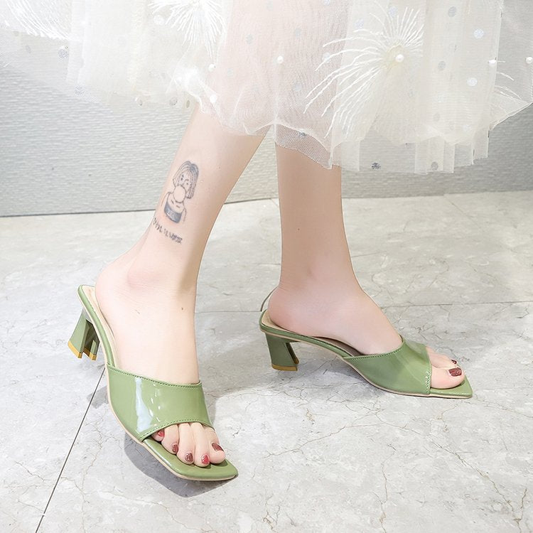 Women's Summer Fashion Korean Style Square Toe Heels