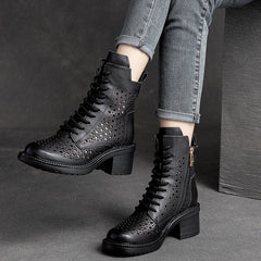 Women's High Top British Style Retro Rub Colored Heels