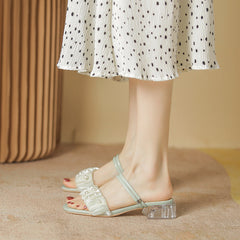 Women's Fairy Style Pearl Chunky All-match Height Heels