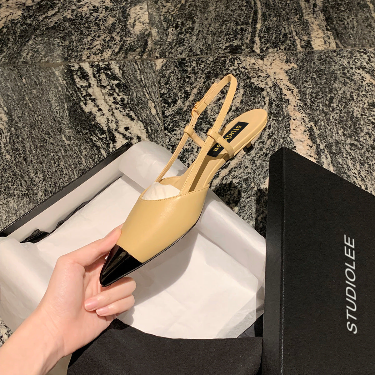 Women's Mom Classic Style French Pointed Toe Slingback Heels