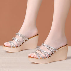 Open Toe Wedge Heel Strappy Sandals For Women MS360