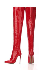 Patent Leather Over the Knee Boots - Red or Black