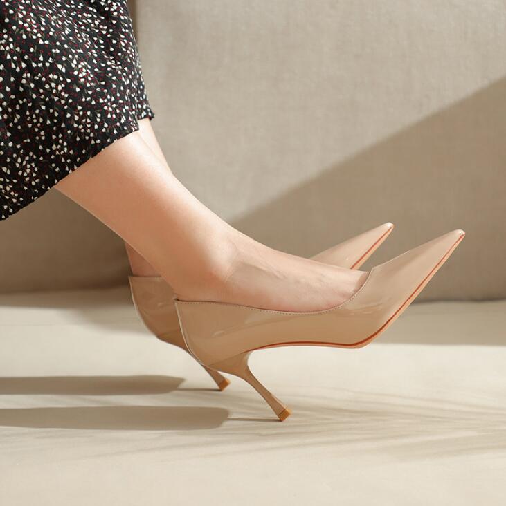 Patent High Heel Pump Shoes For Petite Feet TS89