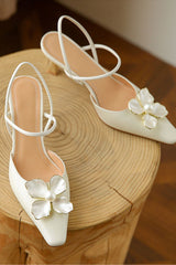 New Fashion Spring Outfit Pearl Flower Pointed-Toe Pumps