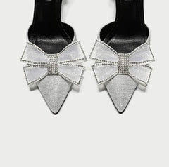 Petite Ankle Strap Glitter Dress Heels With Bow Tie(3/6/8/10cm Heel) GS393