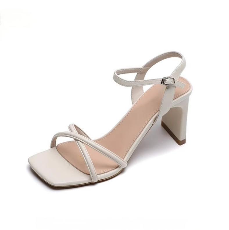 Petite Cross Strap Square Toe Sandal Shoes FS39