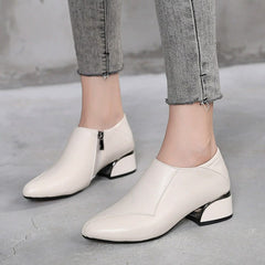 Petite Feet Block Heel Leather Booties FS65
