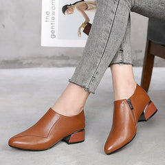 Petite Feet Block Heel Leather Booties FS65