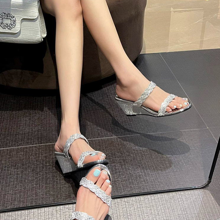 Petite Feet Glitter Dress Wedge Sandal Shoes FS89