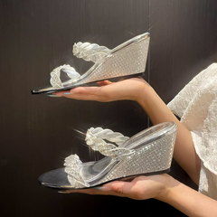 Petite Feet Glitter Dress Wedge Sandal Shoes FS89